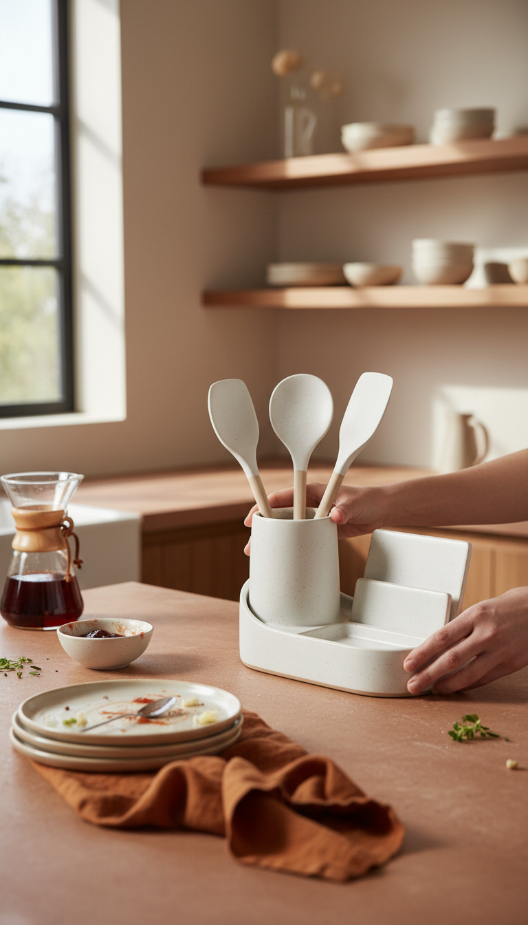 Ceramic Kitchen Organizer in use