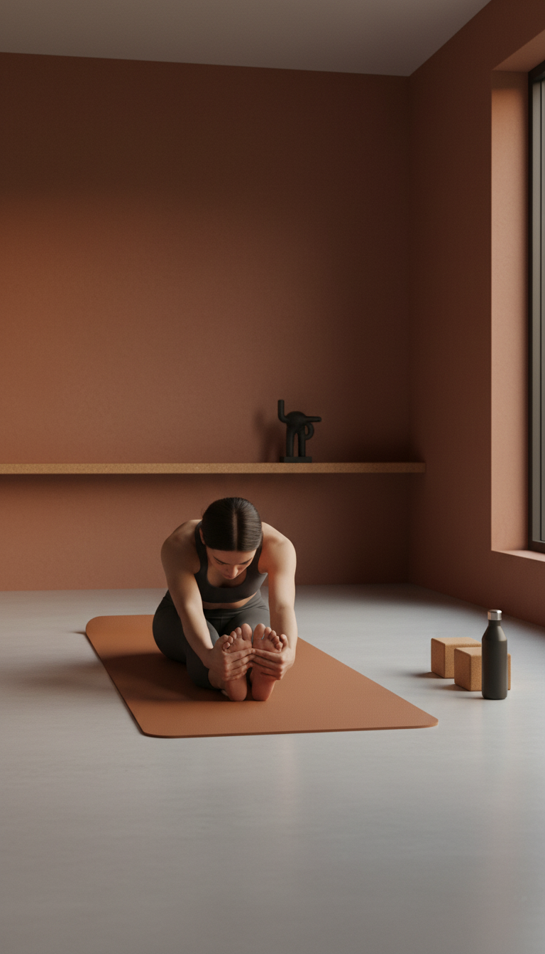 Warm Walnut Yoga Mat in use