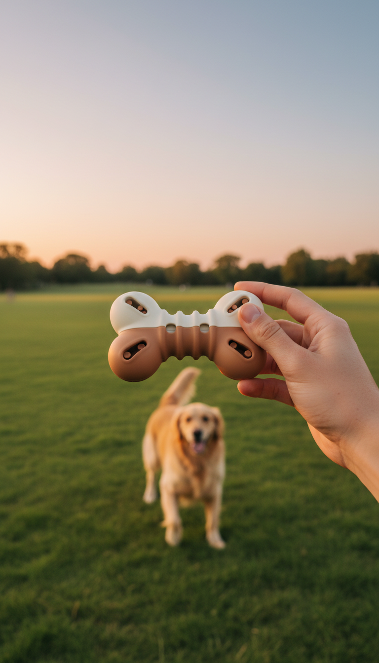 Silicone pet toy interactive treat pockets in use