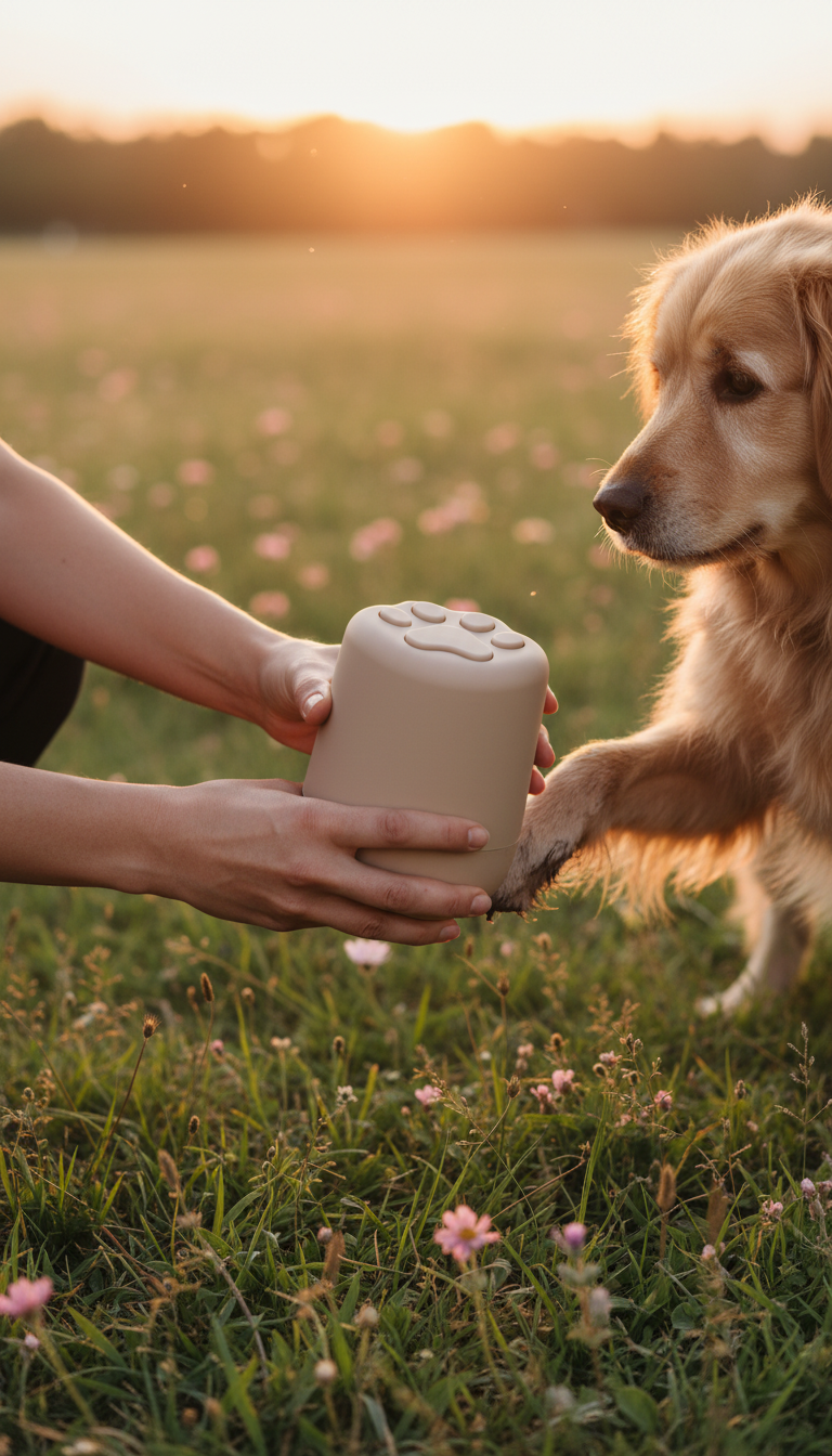 Silicone paw cleaner matte sand in use